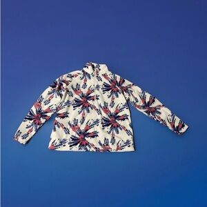 Womens Eddie Bauer Sweatshirt XL Supersoft White, Pink, Blue Swirls Warm 1/4 Zip